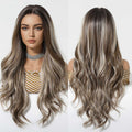 wigs synthetic future fibers long natural laminated soft wave wigs mixed colors