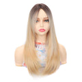 European and American women's long blonde synthetic fibre wigs with natural inward-curling straight hair