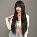 Black Wigs Bangs Long Straight Wigs Women Natural