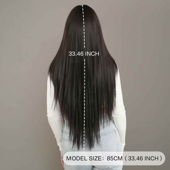 Black Wigs Bangs Long Straight Wigs Women Natural